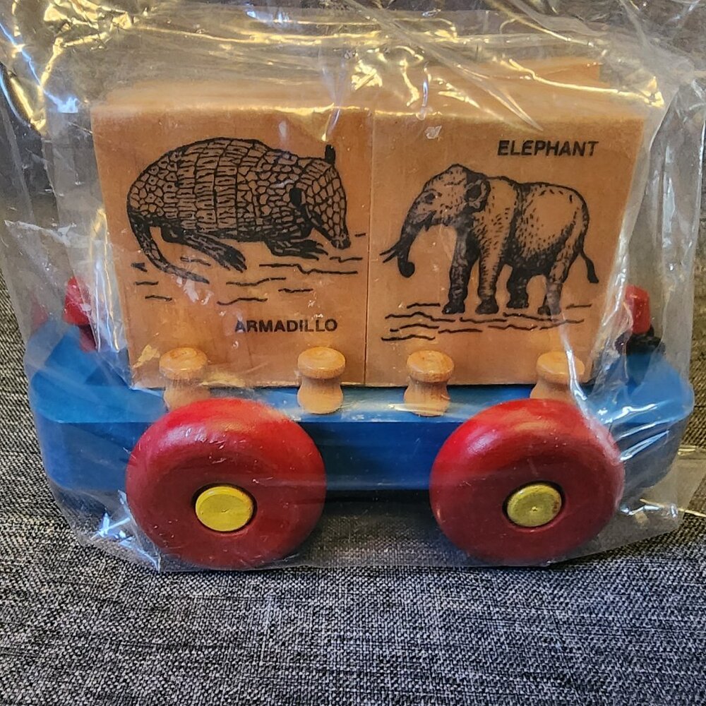 Montgomery Schoolhouse Handcrafted Wooden Animal Identification Toy Train Car